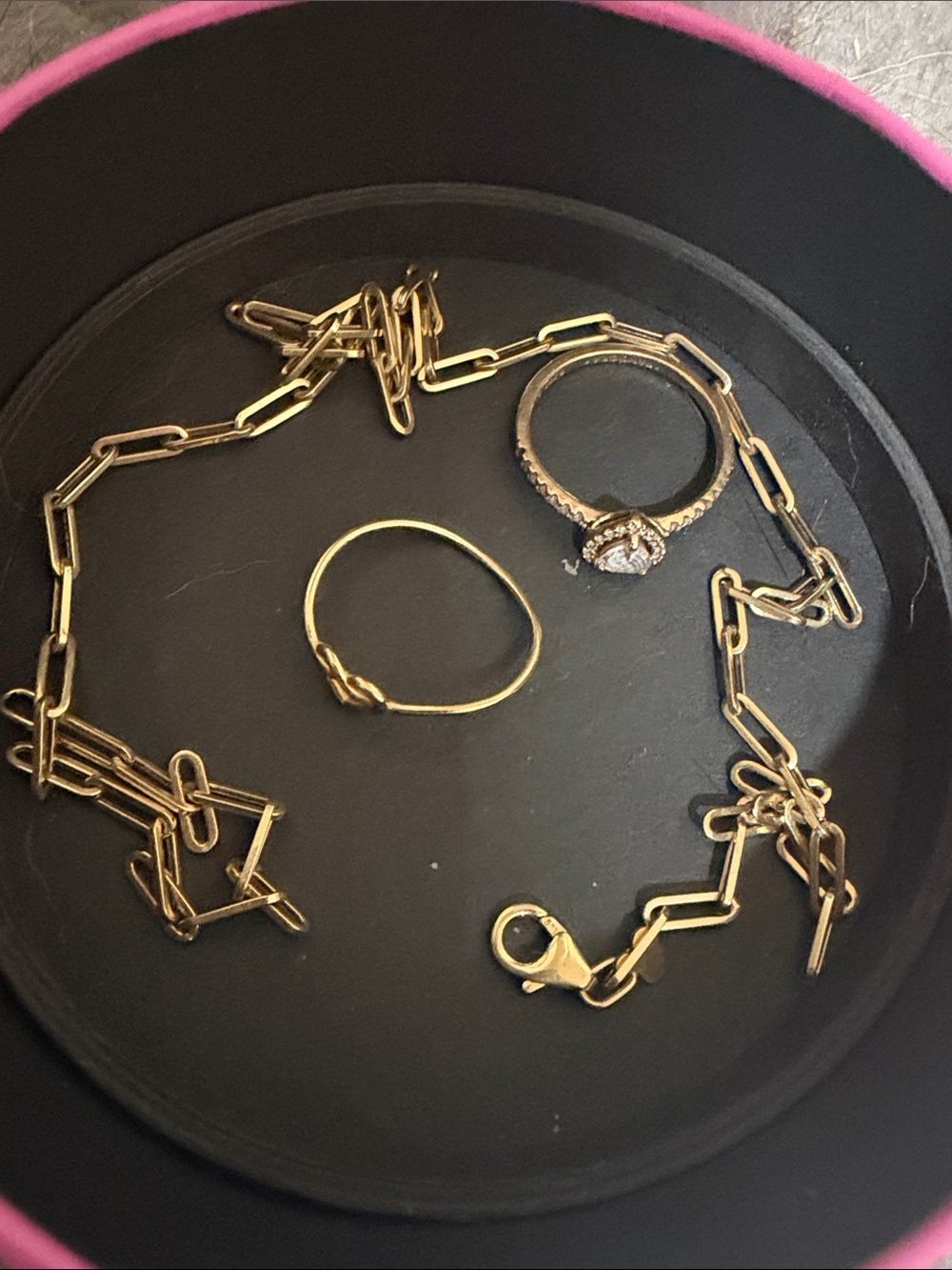 Gold Chain Necklace, Ring and Stackable Band Set - Gold